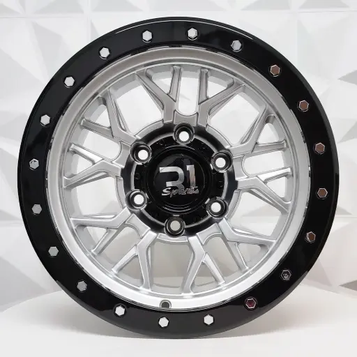 [157552] RIN 15X8 6-139.7 R1 SPORT LP125 SILVER+BLACK LIP+CHROME RIVETS ET-10 CB110