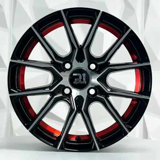 [147543] RIN 14X6.5 4-100 R1 SPORT JA129 BLACK MACHINE FACE RED LINE ET25 CB73.1